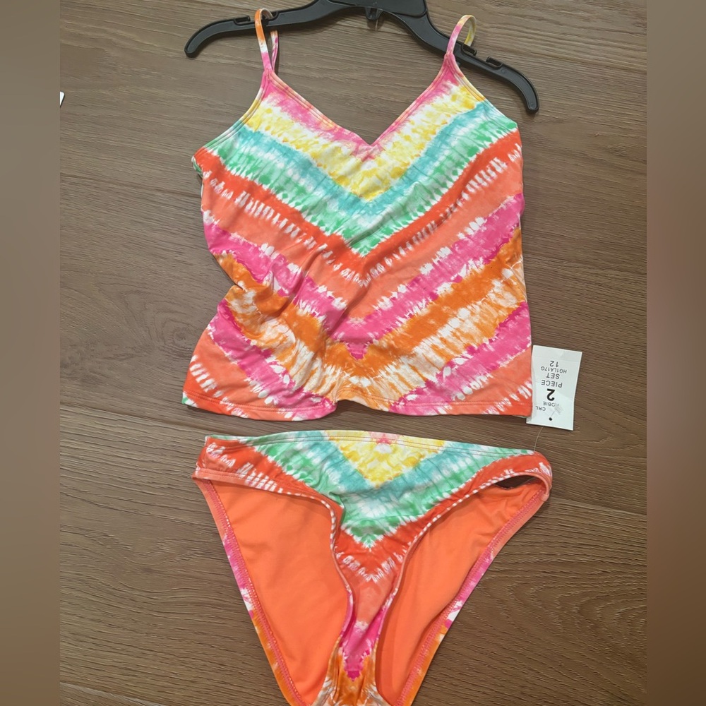 Girls tie dye tankini and bottoms